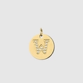 14K gold plated stainless steel round pendant featuring a diamond-encrusted letter W - 14K Gold - W