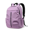 Light purple large-capacity laptop backpack with ergonomic breathable mesh straps - 6043 Purple