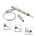 Silver multi-functional keychain screwdriver tool for glasses repair with non-slip texture - Screwdriver
