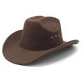 Classico cappello da cowboy western marrone scuro con fori di ventilazione e tesa larga - M (56-58cm) / Marrone
