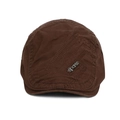 Dark brown cotton ivy cap with decorative stitching and sports metal plate detail - One Size Adjustable(55-60cm) / Coffee