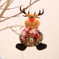 Adorno navideño de reno de peluche con bufanda roja a cuadros y campana dorada - Reno con Cascabel