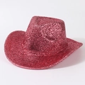 Sparkly rose pink glitter cowboy hat for parties and festive club events - Adjustable / Red