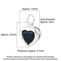 S925 Sterling Silber Herzanhänger mit schwarzem Zirkon, Größe 7,6x9,2 mm Maße - Groß (8mm) / Weiß