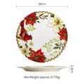 28cm ceramic Christmas plate with cardinal and poinsettia design, 2.3cm height - Red Bird (11 Inch)