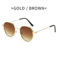 Classic round sunglasses in gold metal frame with brown gradient lenses for women - Gold Frame Double Tea