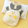 Cute striped pet hoodie with 3D duck design and integrated D-ring for small dogs - S / Classic Penguin Overall