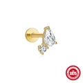 Elegant gold-plated S925 sterling silver star stud earring with sparkling cubic zirconia - Pear Cut Zirconia / Single Gold #2 (Pear)