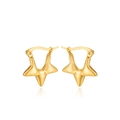Symmetrische Ansicht von hohlen vergoldeten Edelstahl-Creolen in Sternform für Damen - Stern-Spike-Stil (C067)