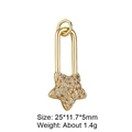 Macro shot of gold star-shaped safety pin pendant with purple zircons, size 25x11.7mm - Purple Star Pin X1000
