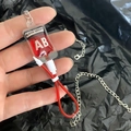 Y2K Harajuku blood bag necklace with red AB blood group liquid pendant on silver chain - Type AB Necklace