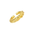 Eleganter S925 Sterlingsilber Ring mit gedrehtem Seilmuster und poliertem Goldfinish - Nr. 15 / Einstellbar offen / 18K Gold