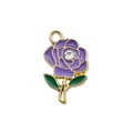 Ciondolo rosa in smalto viola con cristallo e base in lega dorata per gioielli fai-da-te - Viola