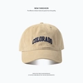 Deep crown baseball cap in khaki cotton with Colorado blue embroidery detail - Large Circumference COLO-Light Coffee