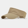 Detail of khaki sun visor hat showing breathable ribbed fabric and curved brim - Adjustable / Khaki