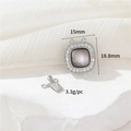 Square silver jewelry clasp with iridescent shell inlay and white zircon accents - Palladium Colorful Shell Square Clasp