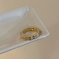 Adjustable golden open butterfly ring with shimmering cubic zirconia gemstones - Full Zirconia Gold