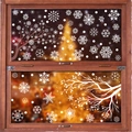 Winter Christmas window stickers with white snowflakes and branches on glass surface - [2 Sets] BQ451+452
