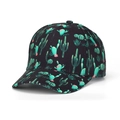 Black baseball cap featuring all-over green cactus print and curved brim style - Black Cactus