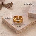 Verstellbarer goldener doppelwandiger Edelstahlring mit eleganten minimalistischen Linien - Doppelschichtig Offen / MN461-Gold
