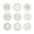 Set of 9 white silicone flower molds featuring roses and daisies for DIY fondant and crafts - Multi-Flower Collection Style / Gray