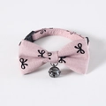Light pink plaid pet collar with a large bowknot and bell for cats and small dogs - Pink Bow Tie with Bell / S (17-32cm)