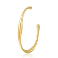 Minimalist 18K gold stainless steel open bangle with sleek streamlined design and mirror reflection - Shiny Gold Streamline