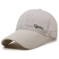 Light grey breathable mesh baseball cap with Classic embroidery for sun protection - Adjustable / Khaki