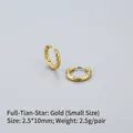 Golden stainless steel hoop earrings with star-textured finish, size 2.5x10mm - Starry/Hammered (Small) / Gold