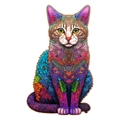 Exquisite wooden cat puzzle with colorful mandala floral patterns for adults - S / Cat - Plastic Box