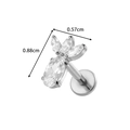 Titanium labret stud with crystal flower cluster top measuring 0.88cm by 0.57cm - Clustered Leaf Design - Silver (T2543-3#Silver)