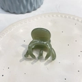 Detailed view of handmade sage green acetate hair claw with France engraved logo - Thickened 5-Teeth Claw (Approx. 4.6cm) / Jelly Green