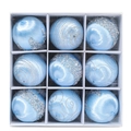 9-piece light blue and silver Christmas tree ball ornaments in a white gift box - 8cm (Set of 9) / Sky Blue