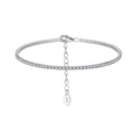 Elegant S925 sterling silver bracelet with sparkling single row of white cubic zirconia - Platinum Plated Style / Silver (White Zirconia)