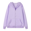 Oversized lavendelpaarse hoodie met ritssluiting voor tieners met zakken aan voorkant - Lavendel