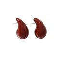 Boucles d'oreilles goutte rouge foncé avec tiges en argent S925 et finition émail - Style Grande Goutte d'Eau (ER-422D01)