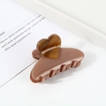 Brown bow-shaped acetate hair claw clip with heart detail on white tray - Heart Decor / Purple Red With Red Heart