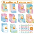 Watercolour stationery set with 10 patterns of envelopes and stickers in minimalist style - Watercolor Letter Paper Envelope Set