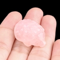 Miniature rose quartz hedgehog carving held in hand, natural pink crystal animal figurine - Rose Quartz