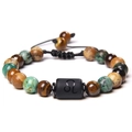 Tiger eye and turquoise stone beaded Leo constellation bracelet with adjustable cord - Leo-Braided Cord