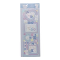Cute laser glitter cartoon sticker sheet with blue pompom bear and rabbit designs - Blue - Heart Rabbit