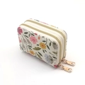 Floral multi-slot double zipper card holder in cream with vibrant blossom patterns - Spring Flowers