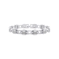 Silver S925 bracelet featuring square links and cubic zirconia stones in a classic design - Platinum Plated 5mm Square CZ Tennis Bracelet 16.67g 16.5cm
