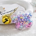 Fließsand Blumen Ölflasche Schlüsselanhänger mit Perlen und Glocke für Taschen - Glitzerriemen + Blumenanhänger + Glocke / Lila mit Glocke
