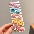 Set of 10 colorful cartoon hair ties for girls featuring cute stars and rainbow motifs - Crown 10Pcs Set