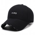 Black cotton baseball cap with FARD embroidery and lettering on the curved brim edge - Black
