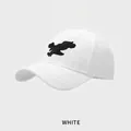 Casquette blanche avec broderie d'aigle noir en relief faite de sergé de coton - M (54-58cm) / Blanc