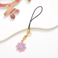 Purple snowflake pendant keychain with golden clasp for bags or mobile phones - Snowflake No.4 / Gold