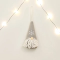 Gnome de Noël suspendu avec bonnet tricoté gris flocon de neige et barbe blanche - Gris