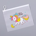 Translucent unicorn zipper pouch with rainbow mane and stars pattern for students - Star Moon Unicorn / 21*17cm